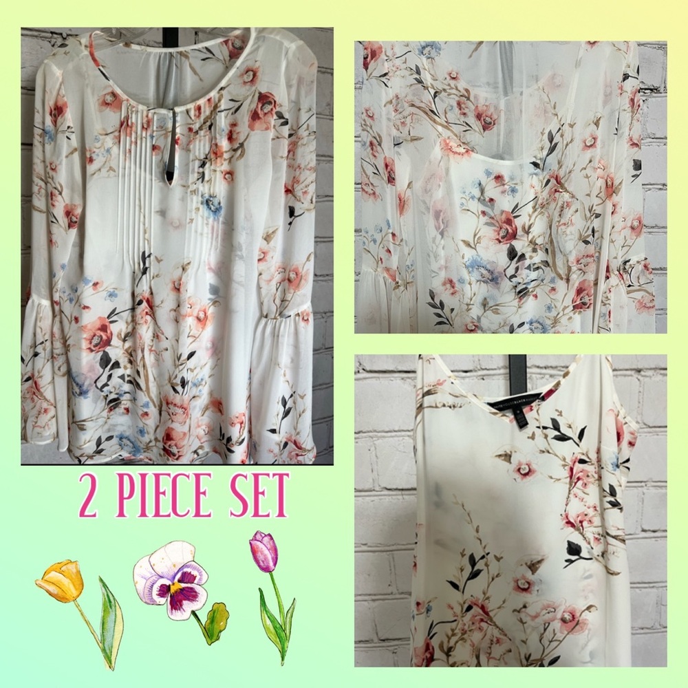 WHBM Floral Blouse with Tank